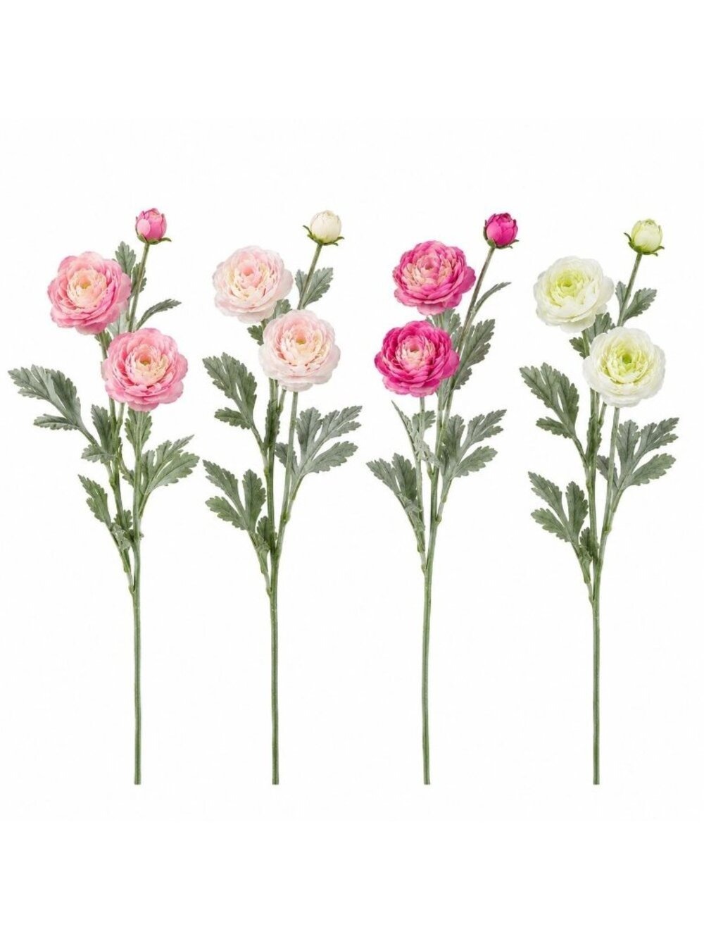 Ranunculus Stems Artificial Flower Bundle Pink Cream White Green Wedding
